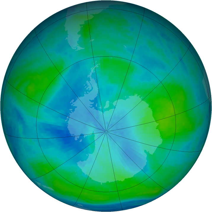 Antarctic ozone map for 18 February 2004